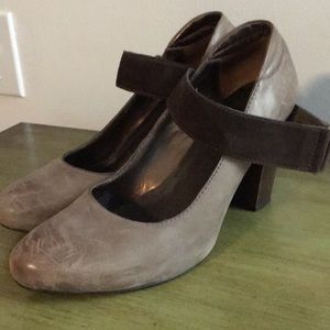 Distressed leather heels